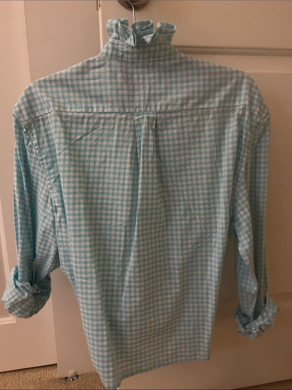 U.S. Polo Assn. Light Blue Plaid Button-Down Shirt recreated for a woman. - Picture 4 of 4
